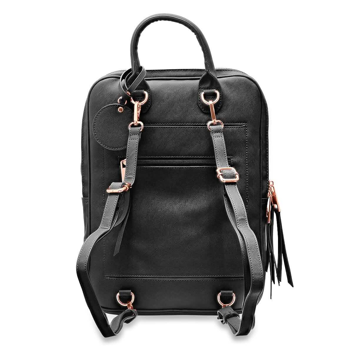 Unisexer superweicher Premium-Reiserucksack aus veganem Leder mit 6 Fächern