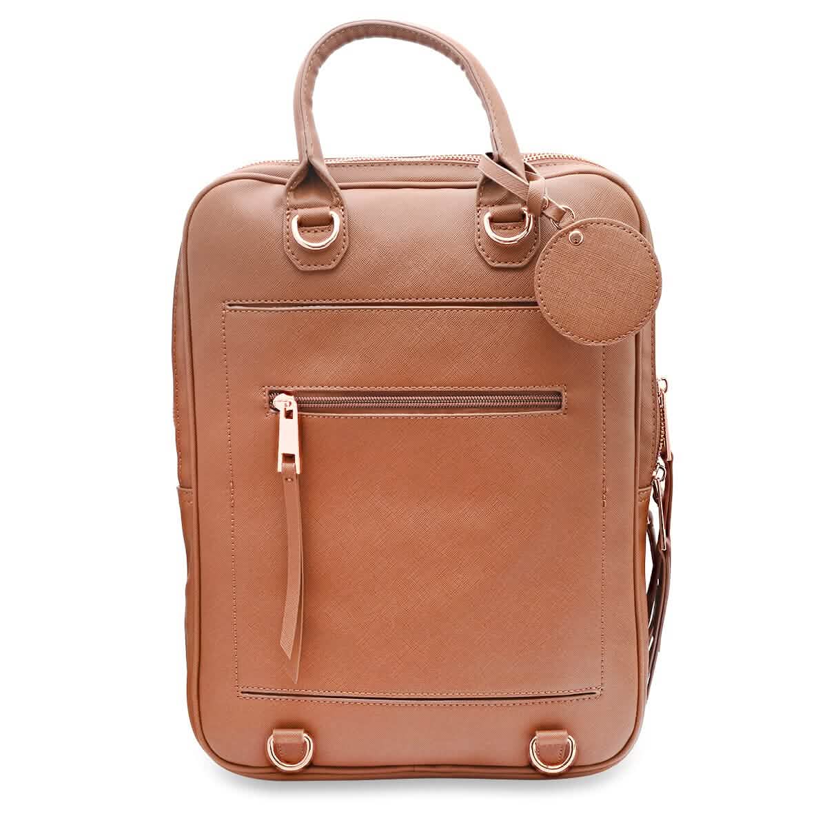 Unisexer superweicher Premium-Reiserucksack aus veganem Leder mit 6 Fächern