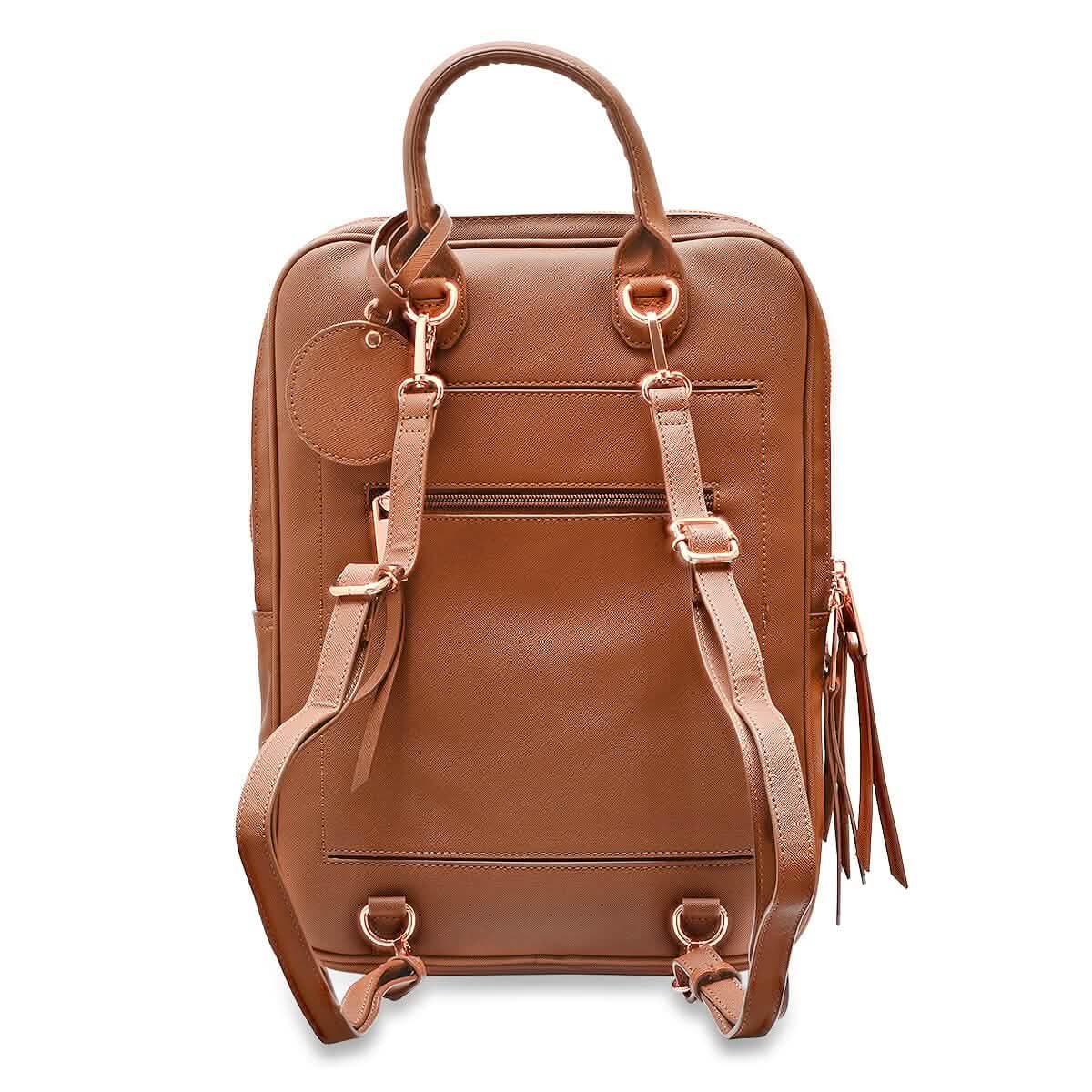 Unisexer superweicher Premium-Reiserucksack aus veganem Leder mit 6 Fächern