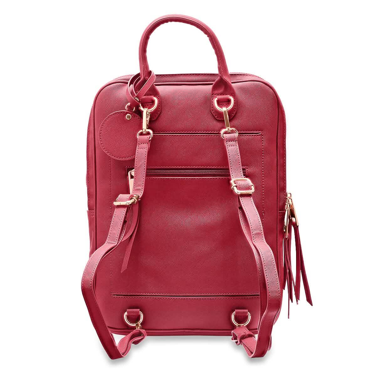 Unisexer superweicher Premium-Reiserucksack aus veganem Leder mit 6 Fächern