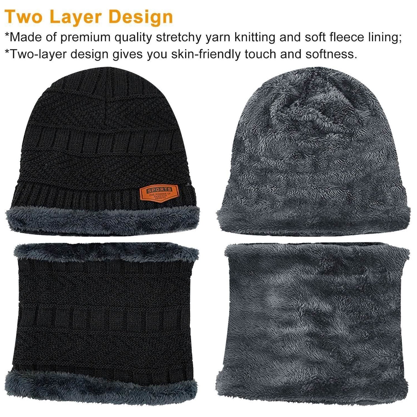 Unisex Wintermütze und Schal Set
