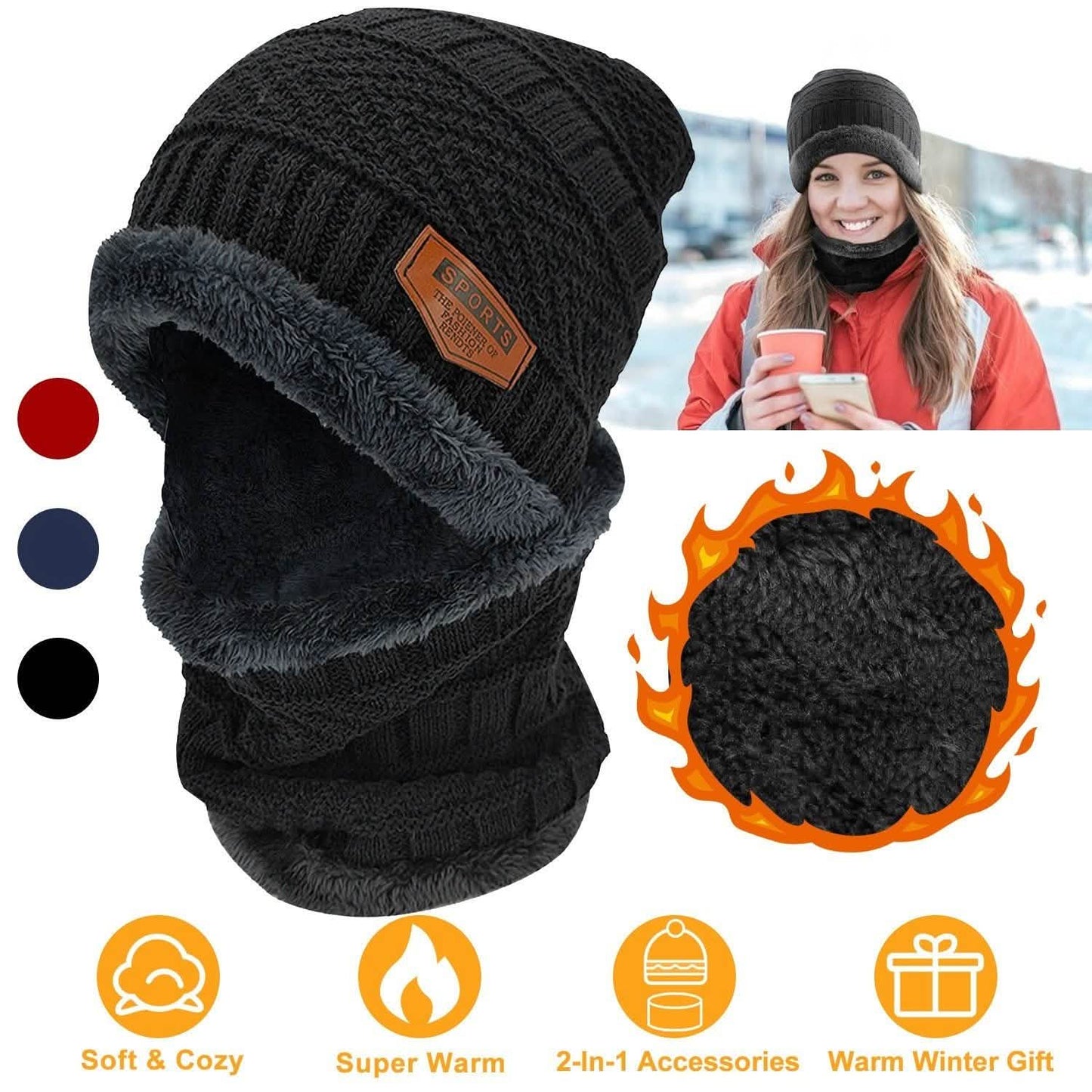 Unisex Wintermütze und Schal Set