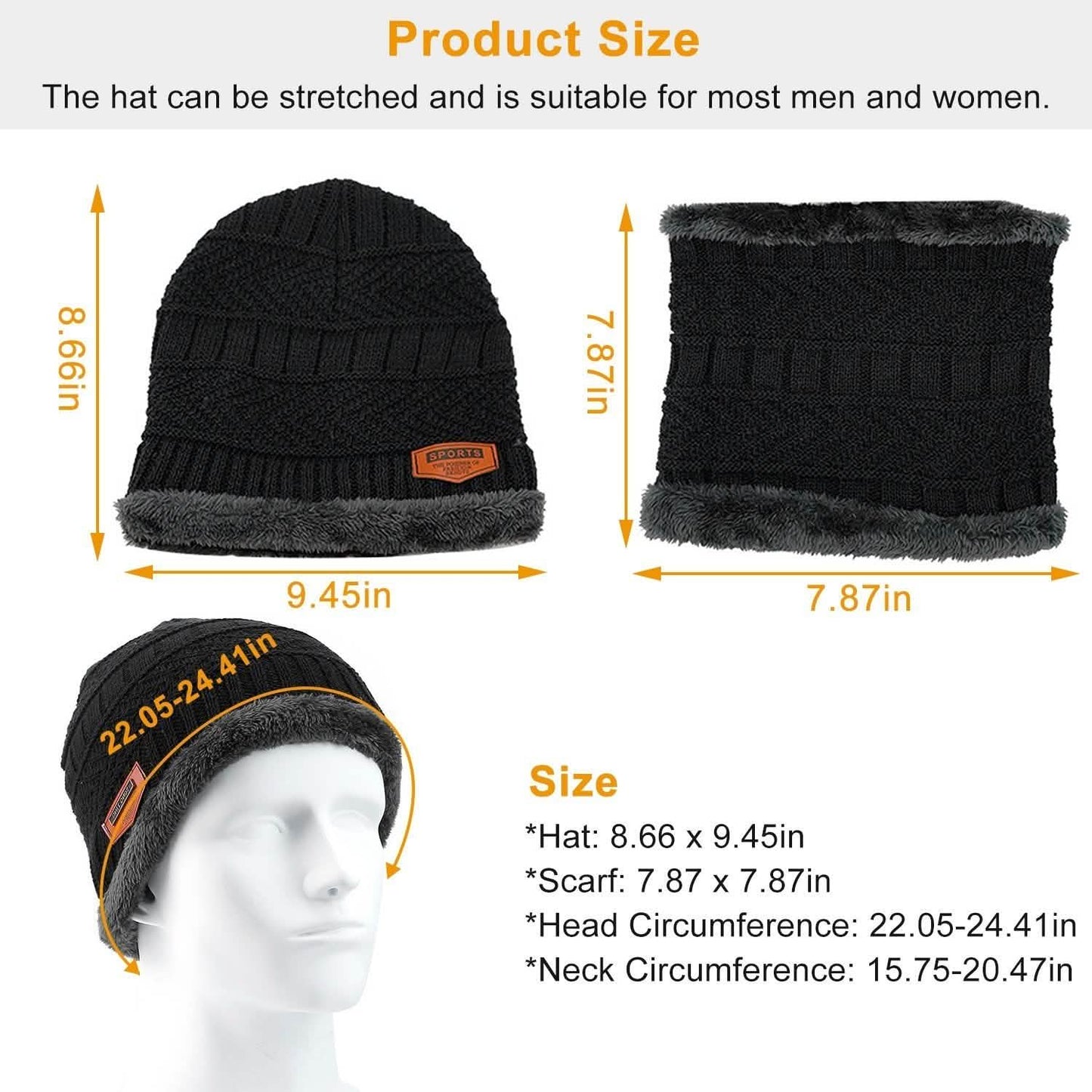 Unisex Wintermütze und Schal Set