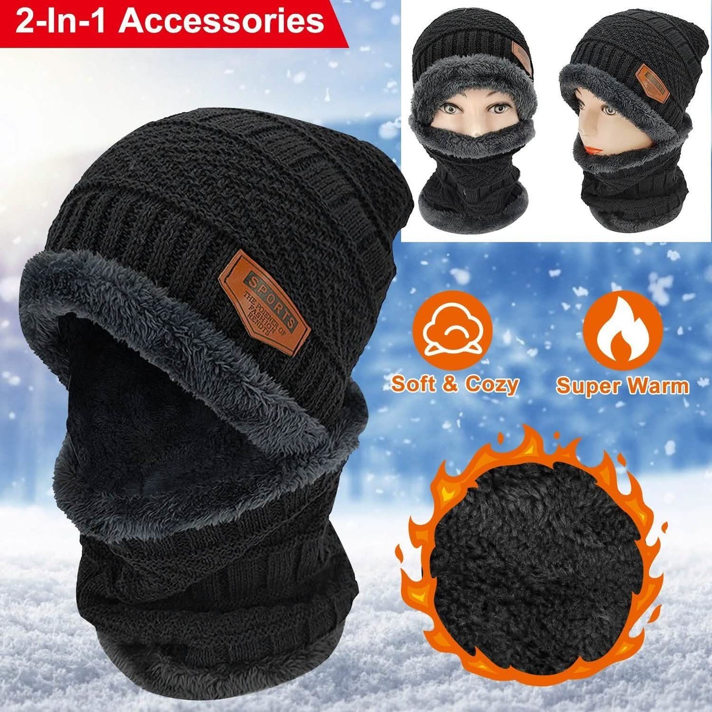 Unisex Wintermütze und Schal Set