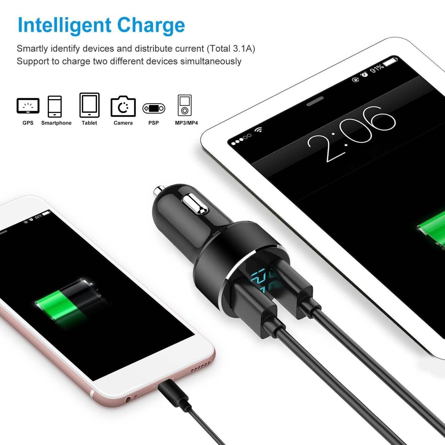 Universal 15W/3.1A Dual-USB-Kfz-Ladegerät