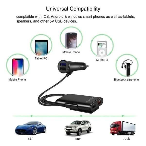 Universelles USB-Kfz-Ladegerät mit 4 Anschlüssen