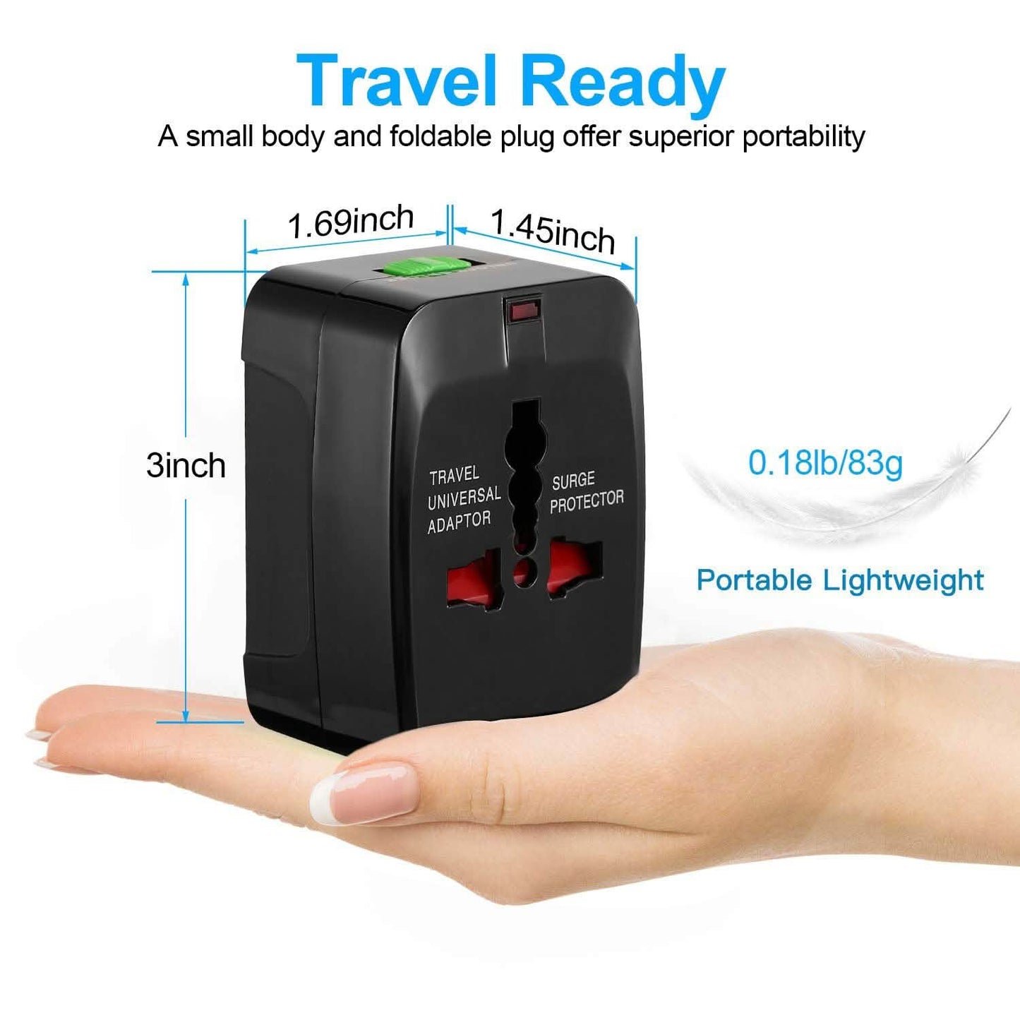 Universal-Reiseadapter mit 4 austauschbaren Steckern
