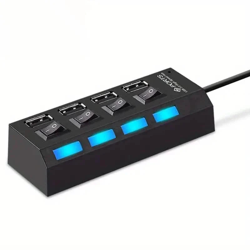 USB 2.0 Adapter Hub Ein-/Ausschalter für PC Laptop Computer