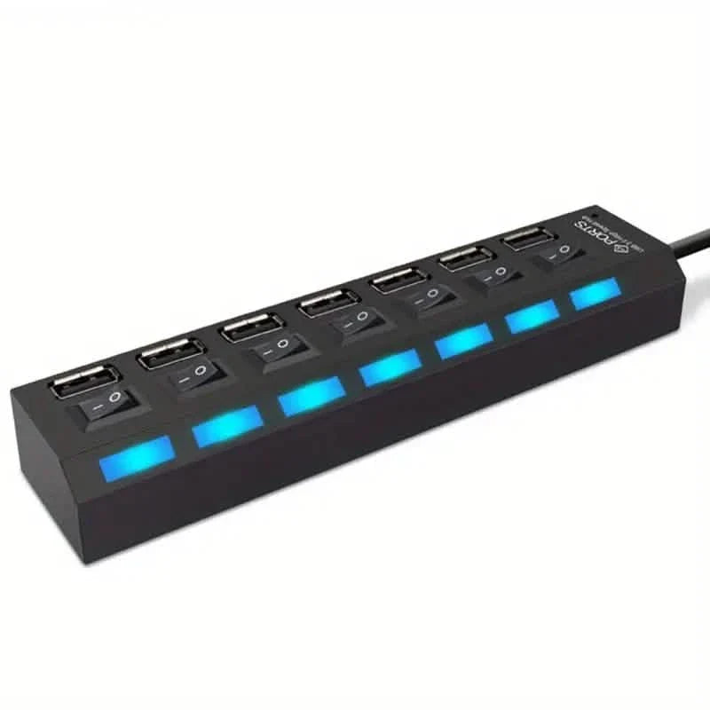 USB 2.0 Adapter Hub Ein-/Ausschalter für PC Laptop Computer