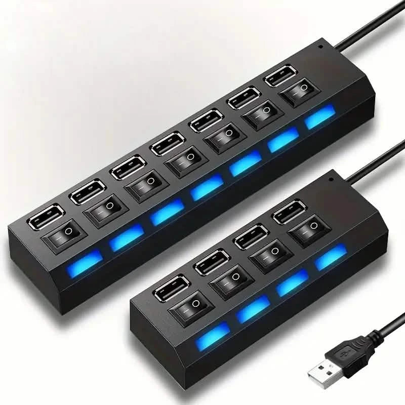 USB 2.0 Adapter Hub Ein-/Ausschalter für PC Laptop Computer