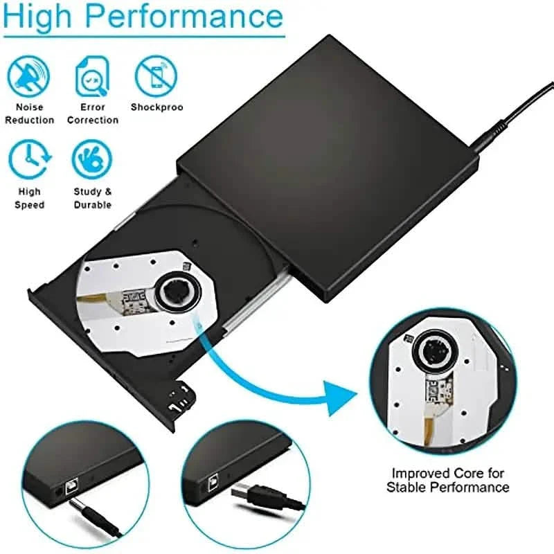 USB 2.0 Slim Tragbares externes CD-RW-Laufwerk DVD-RW Brenner Writer Player