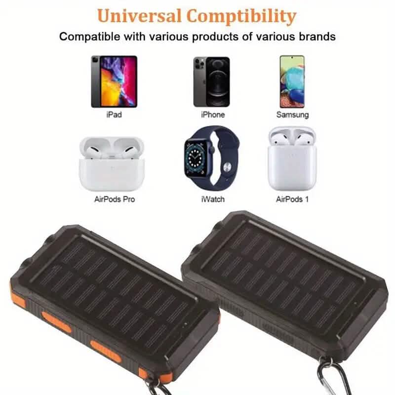 USB Tragbares Ladegerät 10000mAh Solar Powerbank für Handy und Laptops