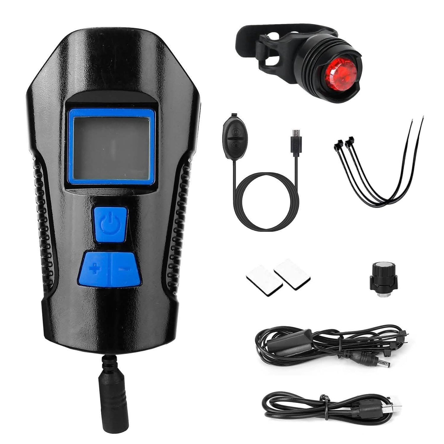 USB wiederaufladbares Fahrradlicht-Set mit Tachometer und Kilometerzähler