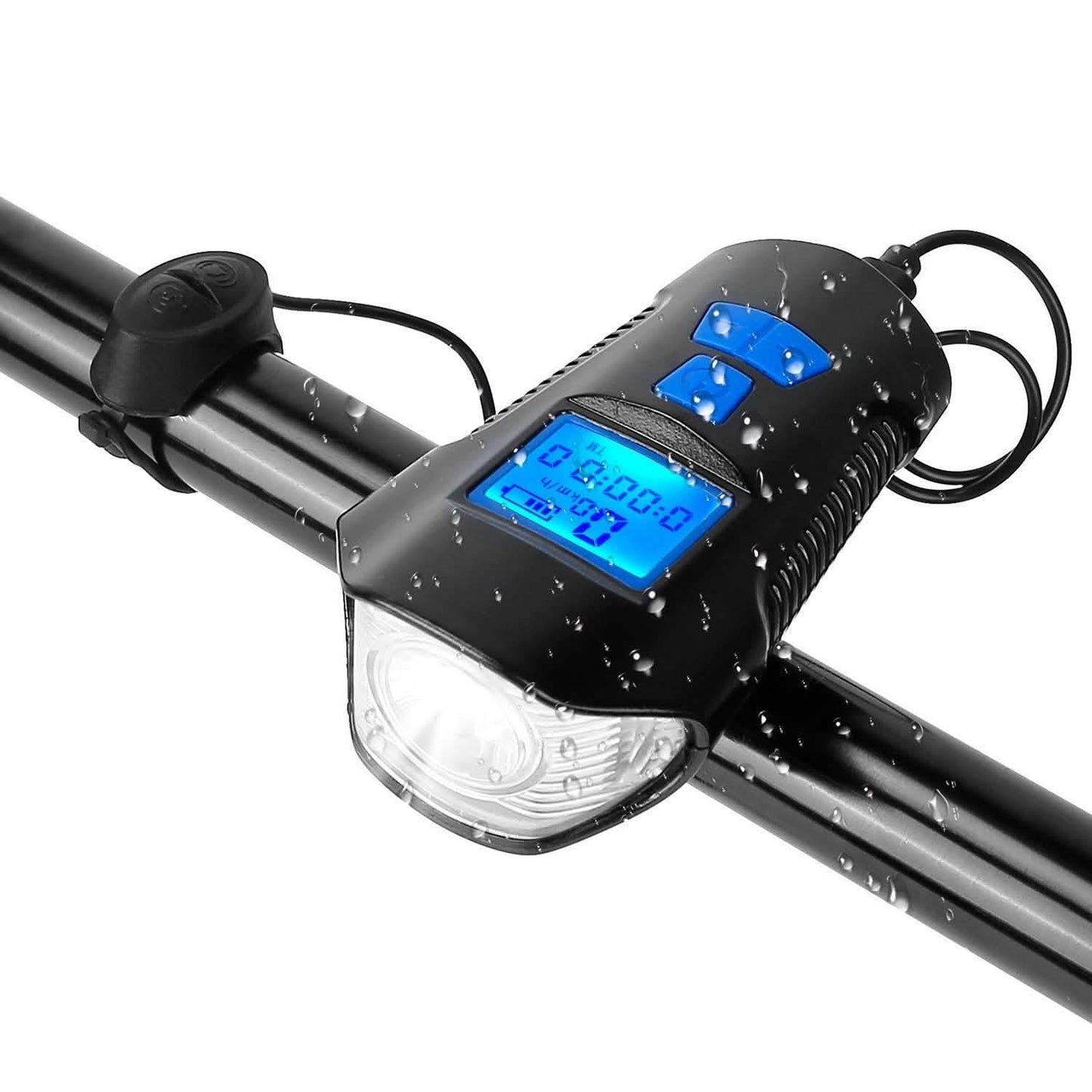USB wiederaufladbares Fahrradlicht-Set mit Tachometer und Kilometerzähler