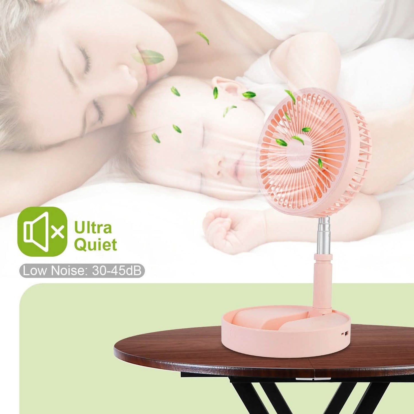 USB wiederaufladbarer tragbarer klappbarer Tischventilator