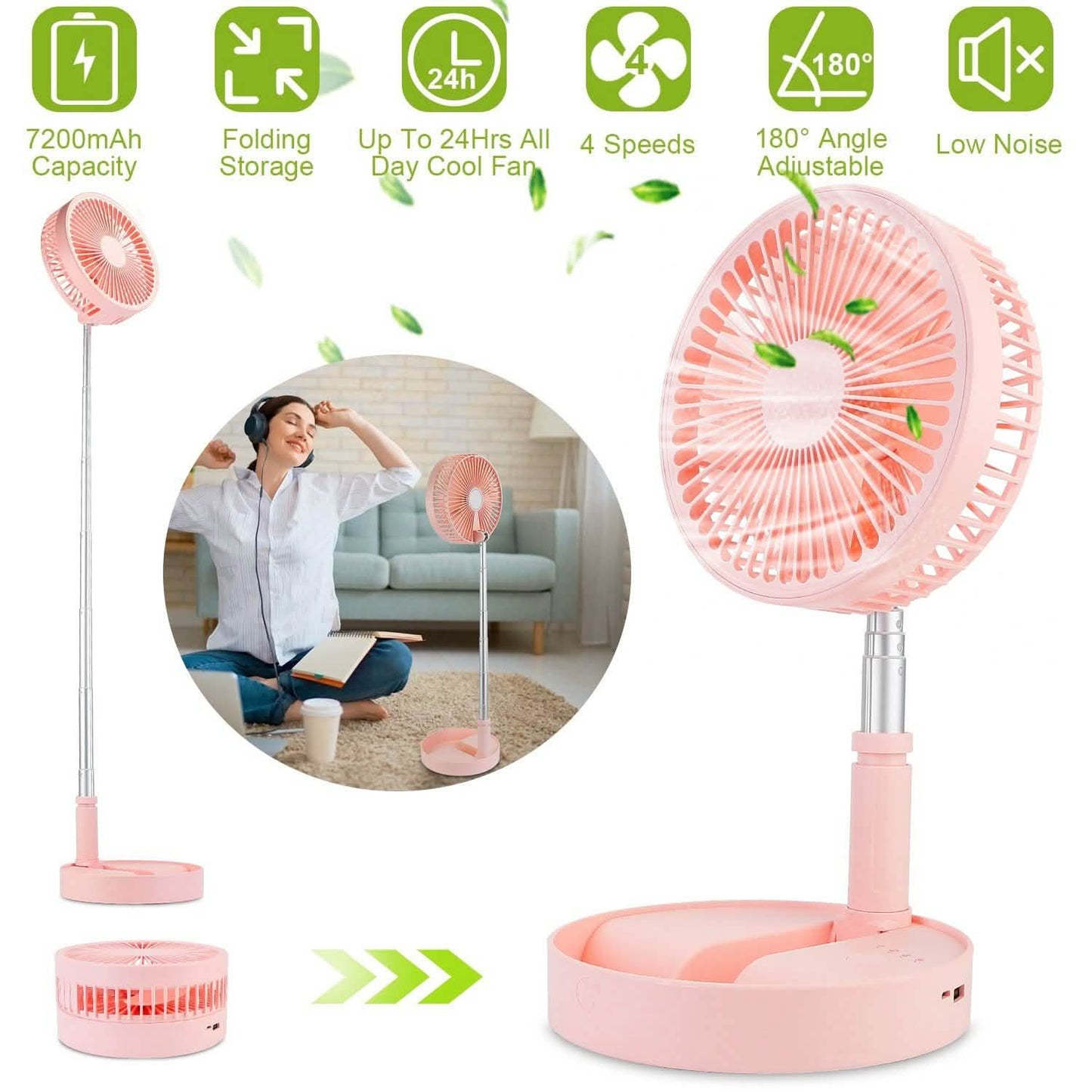 USB wiederaufladbarer tragbarer klappbarer Tischventilator