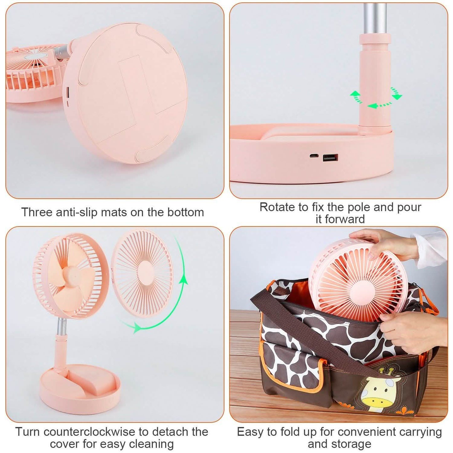 USB wiederaufladbarer tragbarer klappbarer Tischventilator