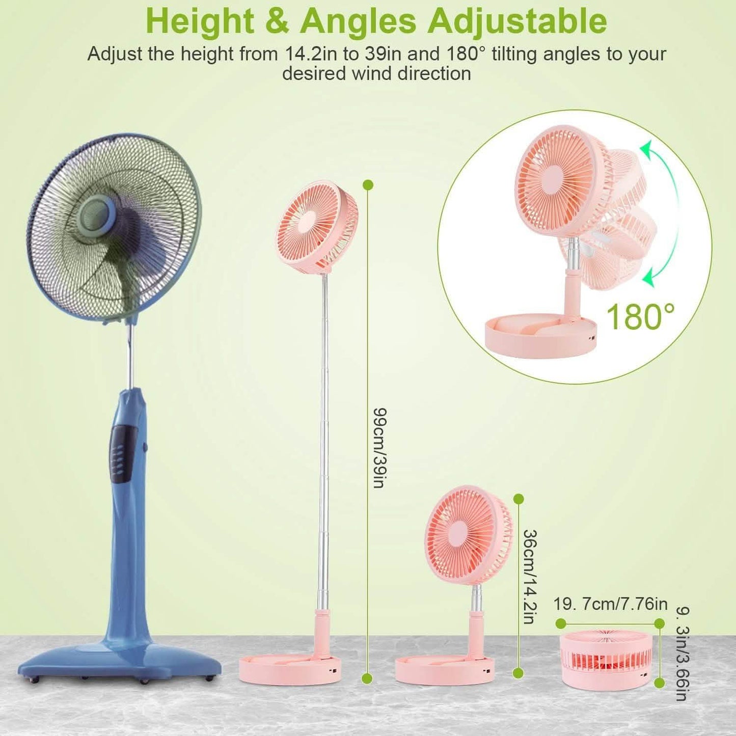 USB wiederaufladbarer tragbarer klappbarer Tischventilator