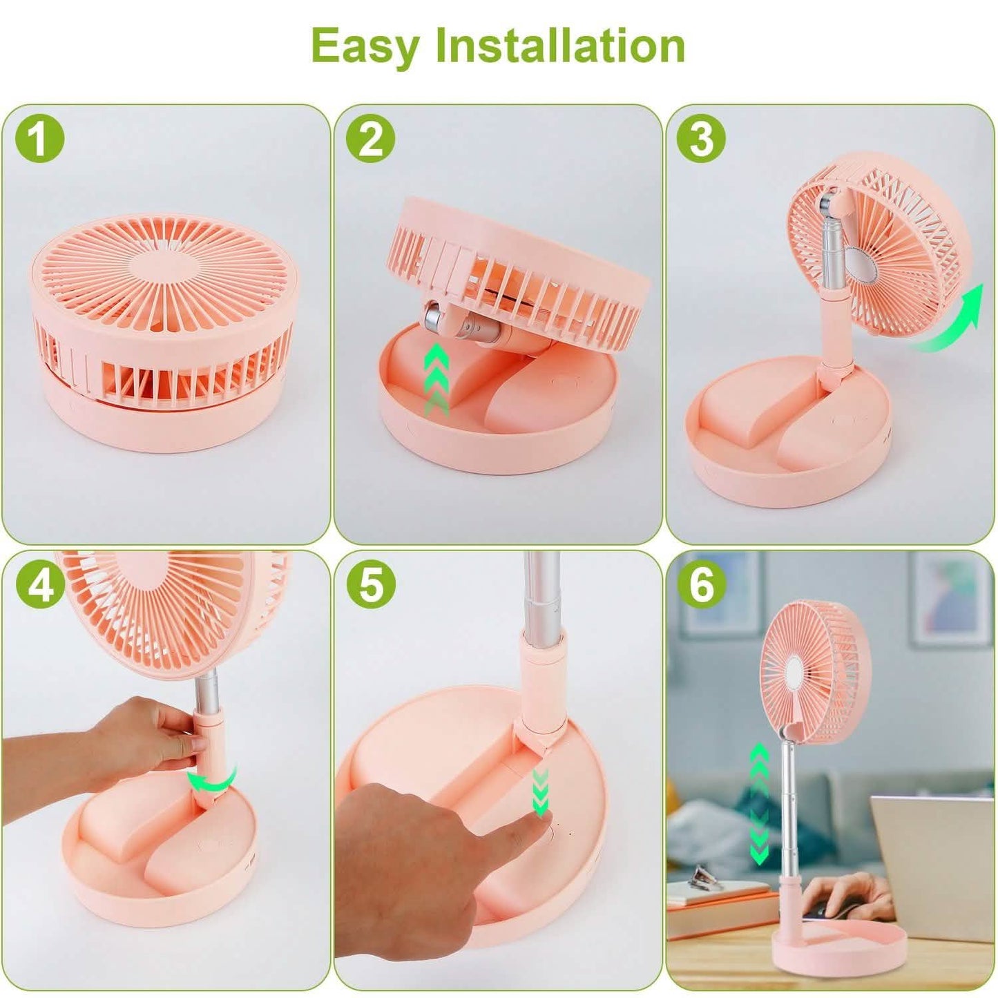 USB wiederaufladbarer tragbarer klappbarer Tischventilator