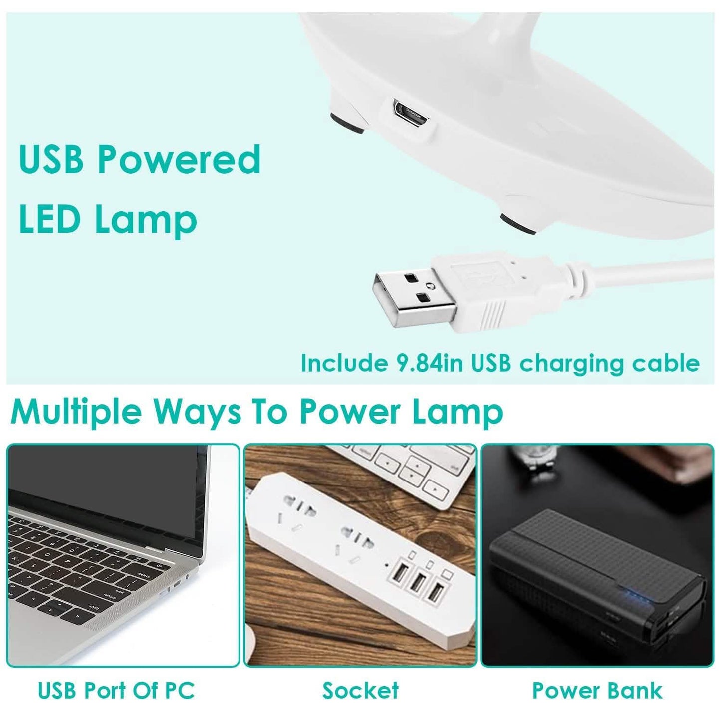USB wiederaufladbare Tischlampe Dimmbare LED Flexible Schwanenhals-Schreibtischlampe