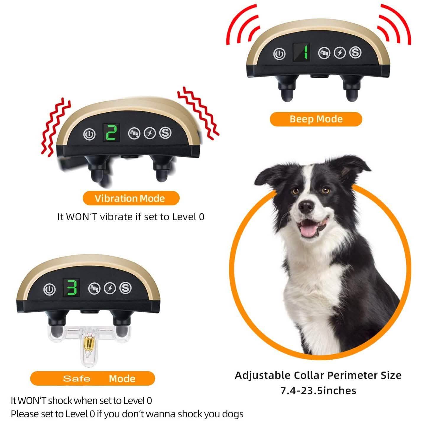 USB Wiederaufladbares Wasserdichtes Anti-Bell-Halsband für Hunde mit Vibration und Signalton