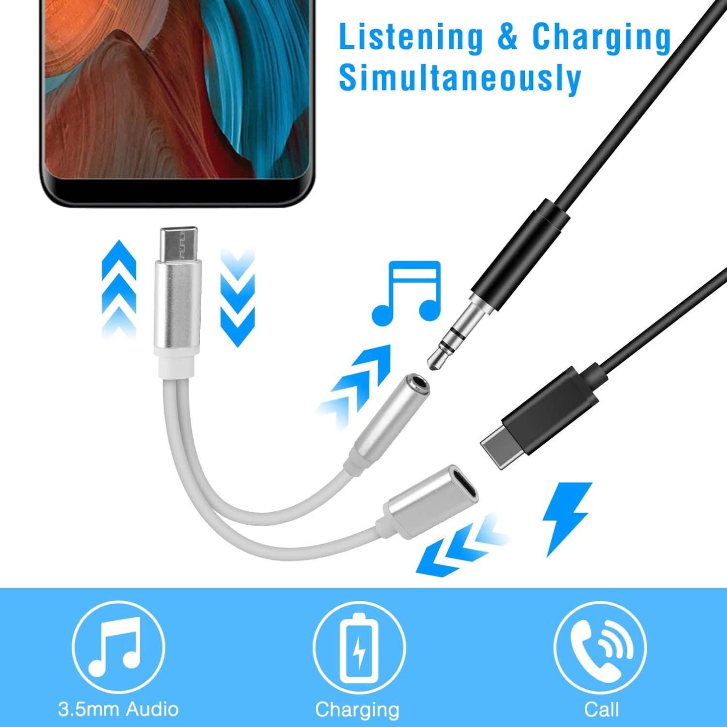 USB Typ C auf 3,5 mm Aux Audio Ladeadapter