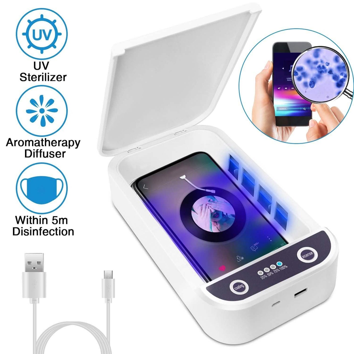 UV-Licht-Telefon-Desinfektionsbox mit Aromatherapie-Funktion