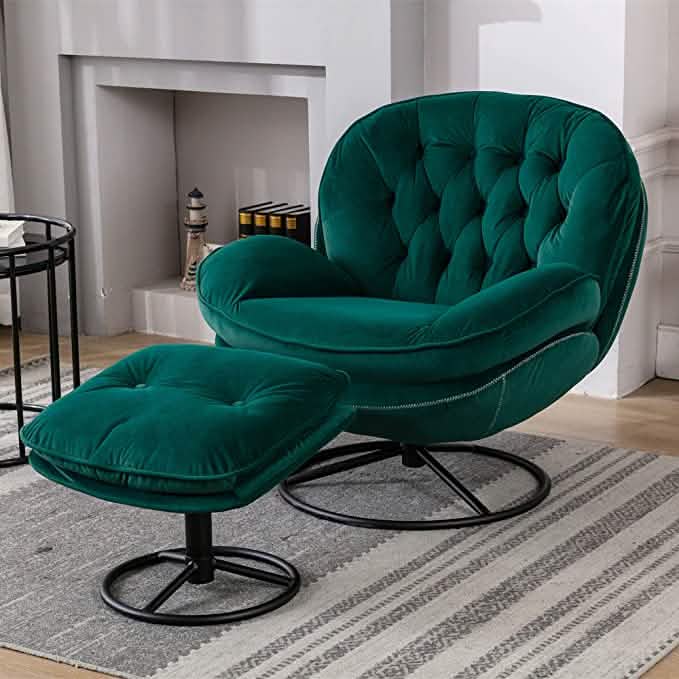 Akzentsessel aus Samt mit Hocker-Set