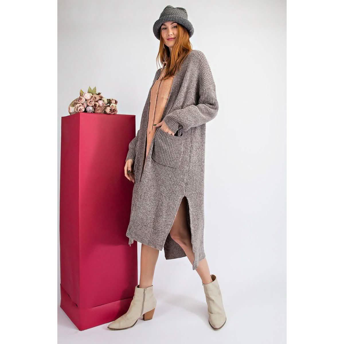 Samt-Maxi-Cardigan