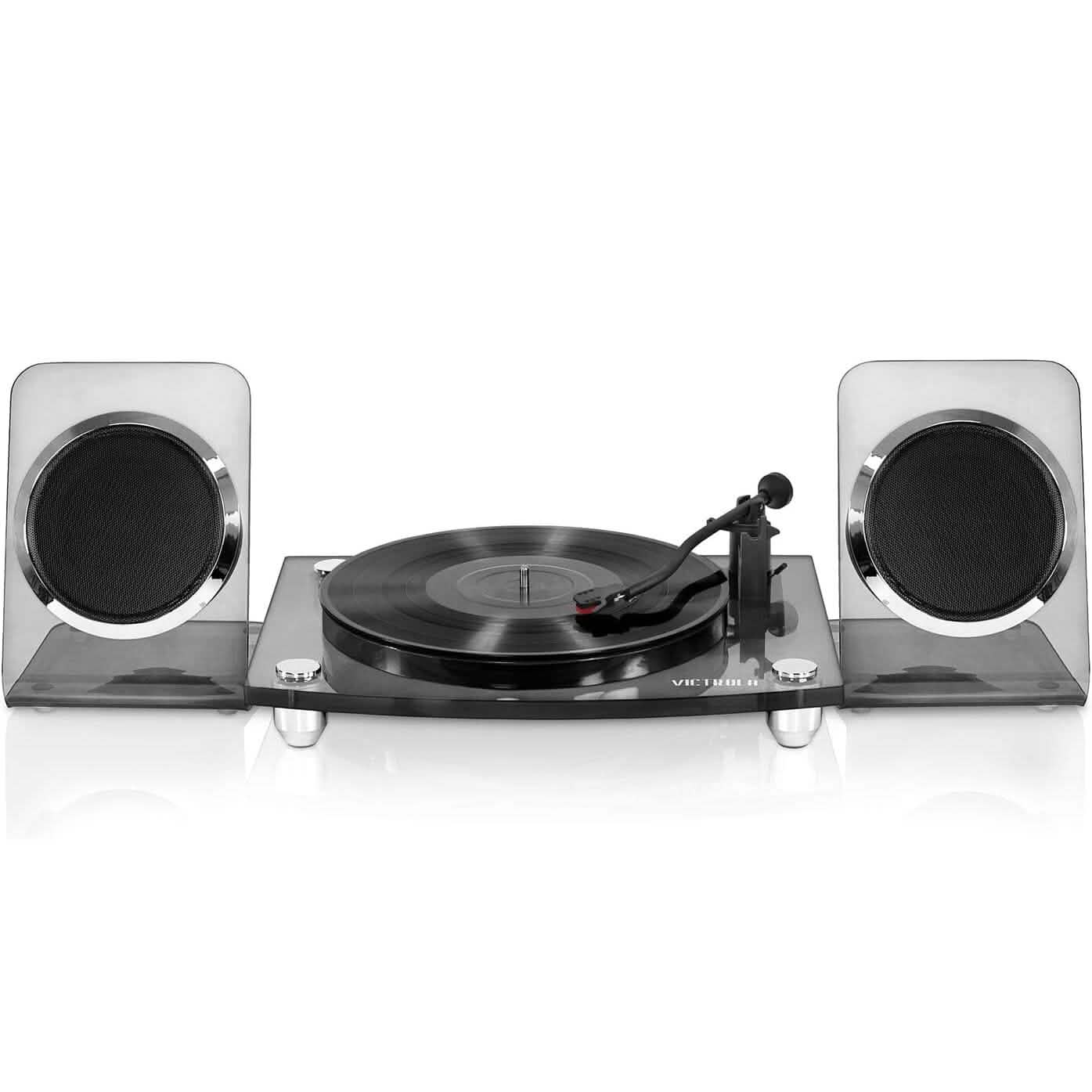 Victrola Modernes Acryl Bluetooth Plattenspieler mit 2 Geschwindigkeiten und 40-Watt kabellosen Lautsprechern (refurbished)