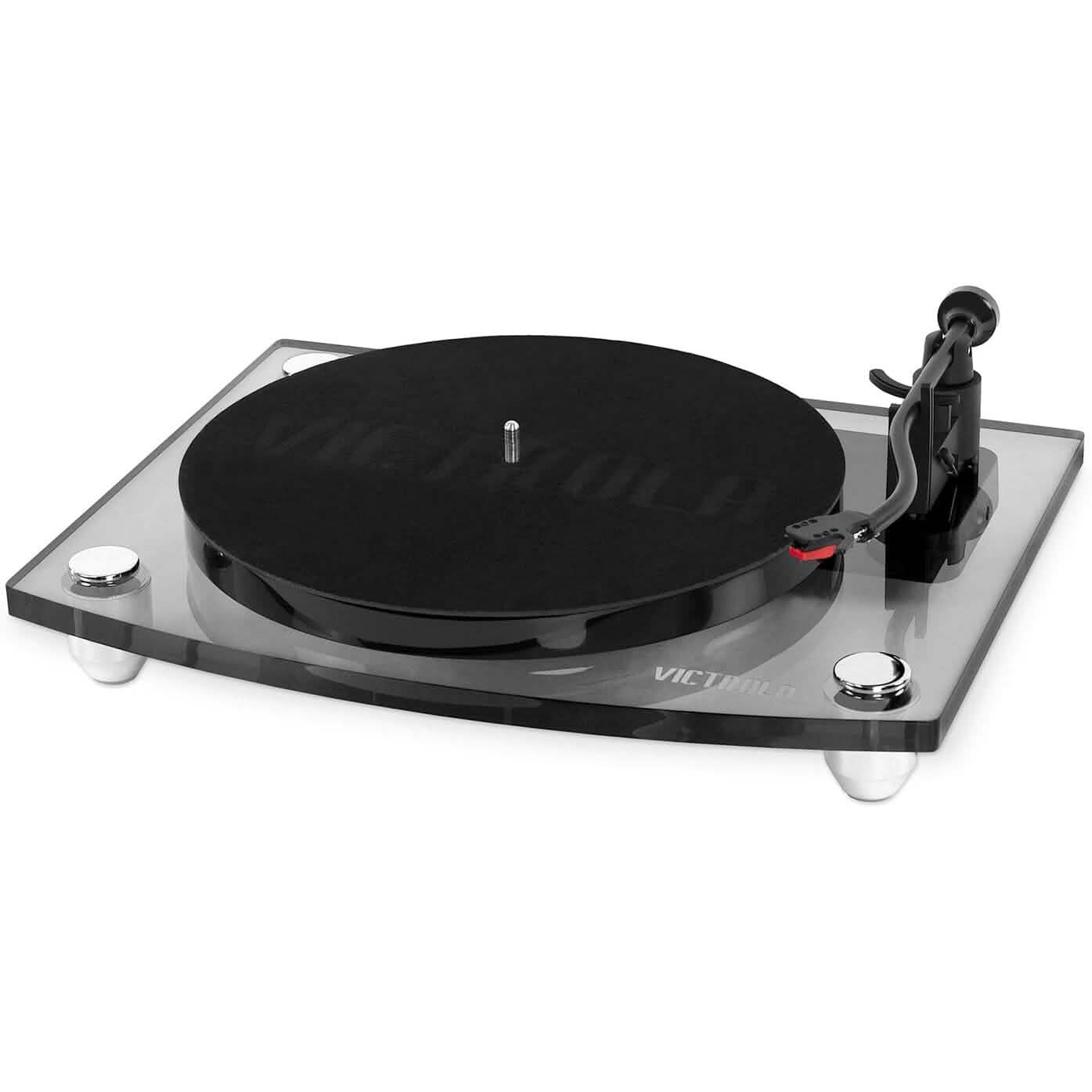 Victrola Modernes Acryl Bluetooth Plattenspieler mit 2 Geschwindigkeiten und 40-Watt kabellosen Lautsprechern (refurbished)