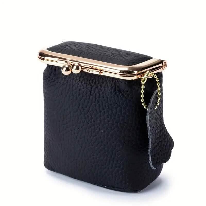 Vintage Echtes Leder Mini Handtaschen-Organizer mit sicherem Bügelverschluss