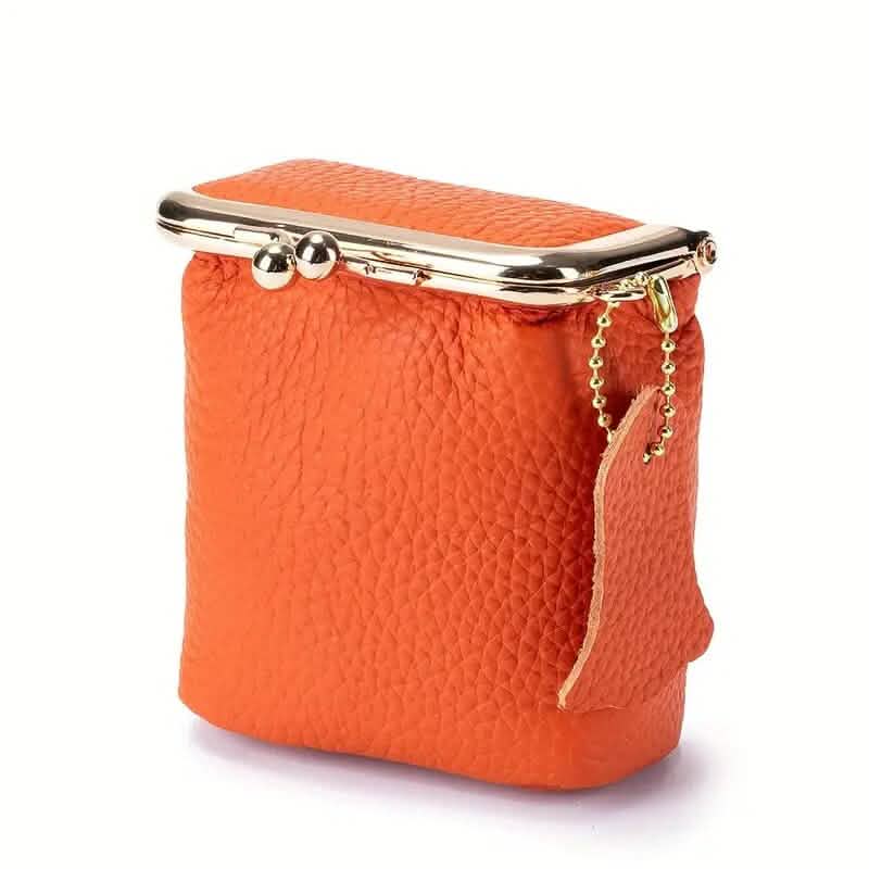 Vintage Echtes Leder Mini Handtaschen-Organizer mit sicherem Bügelverschluss