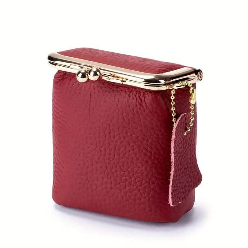 Vintage Echtes Leder Mini Handtaschen-Organizer mit sicherem Bügelverschluss