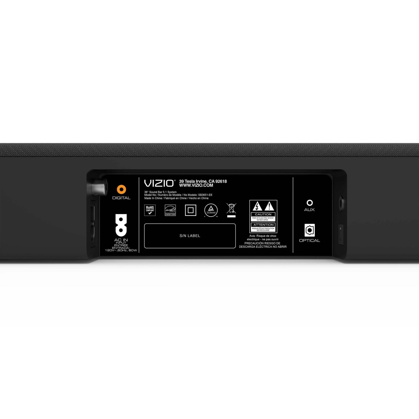 VIZIO SmartCast 5.1-Kanal Kabellose Soundbar SB3651-E6 (Generalüberholt)