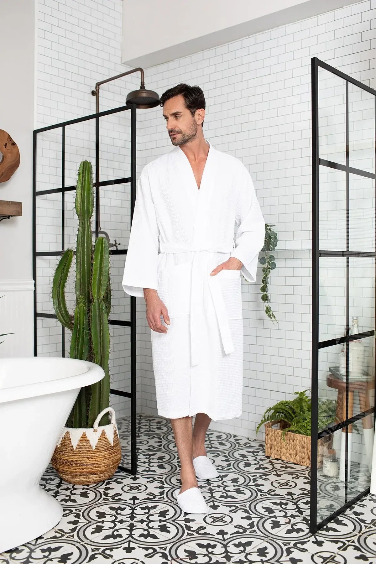 Waffel-Spa-Bademantel für Herren - Saugfähig, leicht