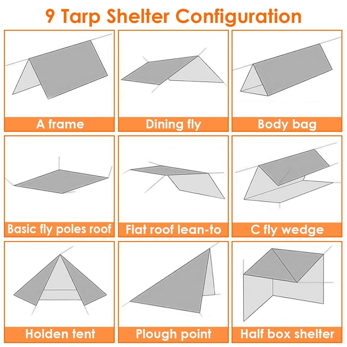 Wasserdichtes Camping-Tarp-Set Zeltüberdachung Markise Tragbares Regendach