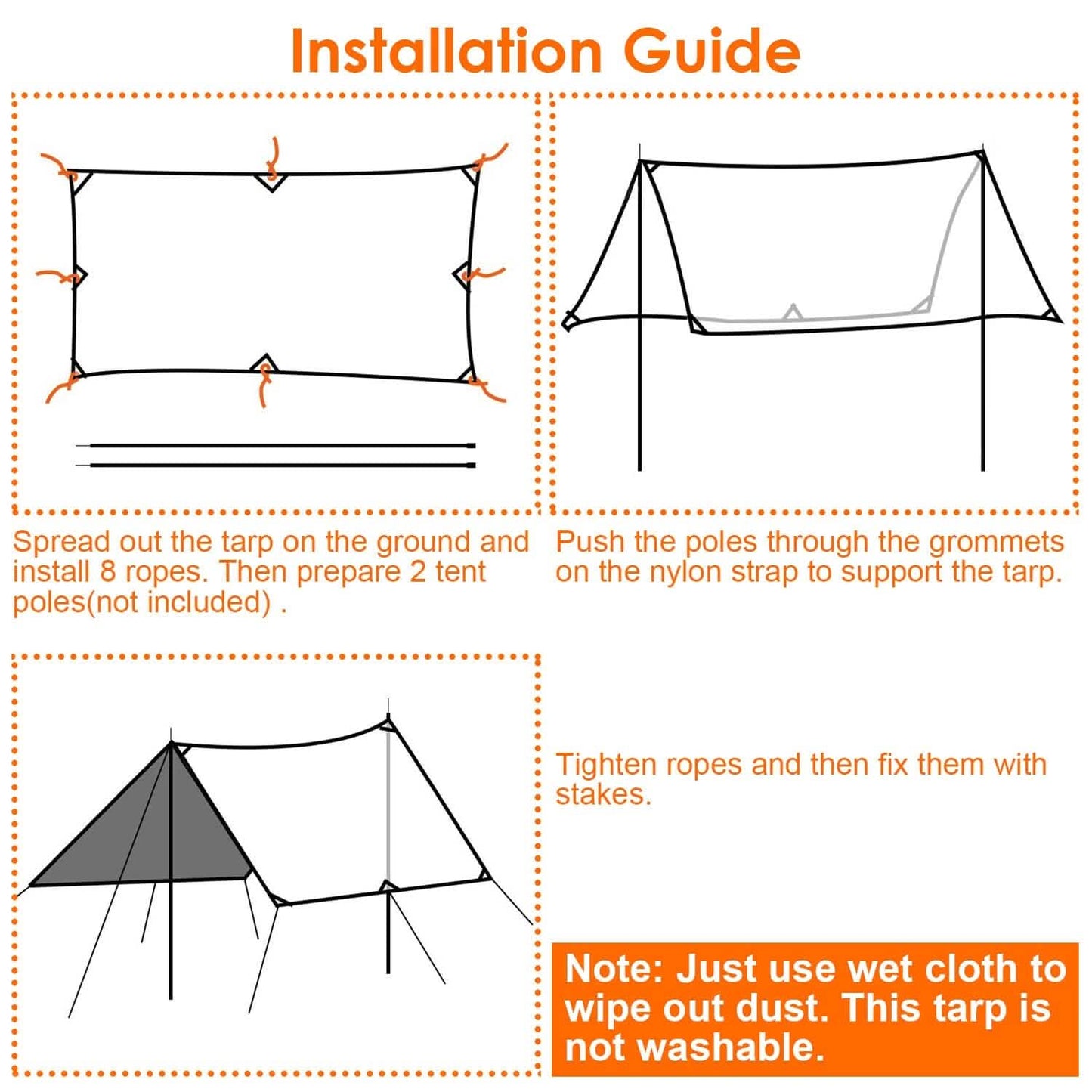 Wasserdichtes Camping-Tarp-Set Zeltüberdachung Markise Tragbares Regendach