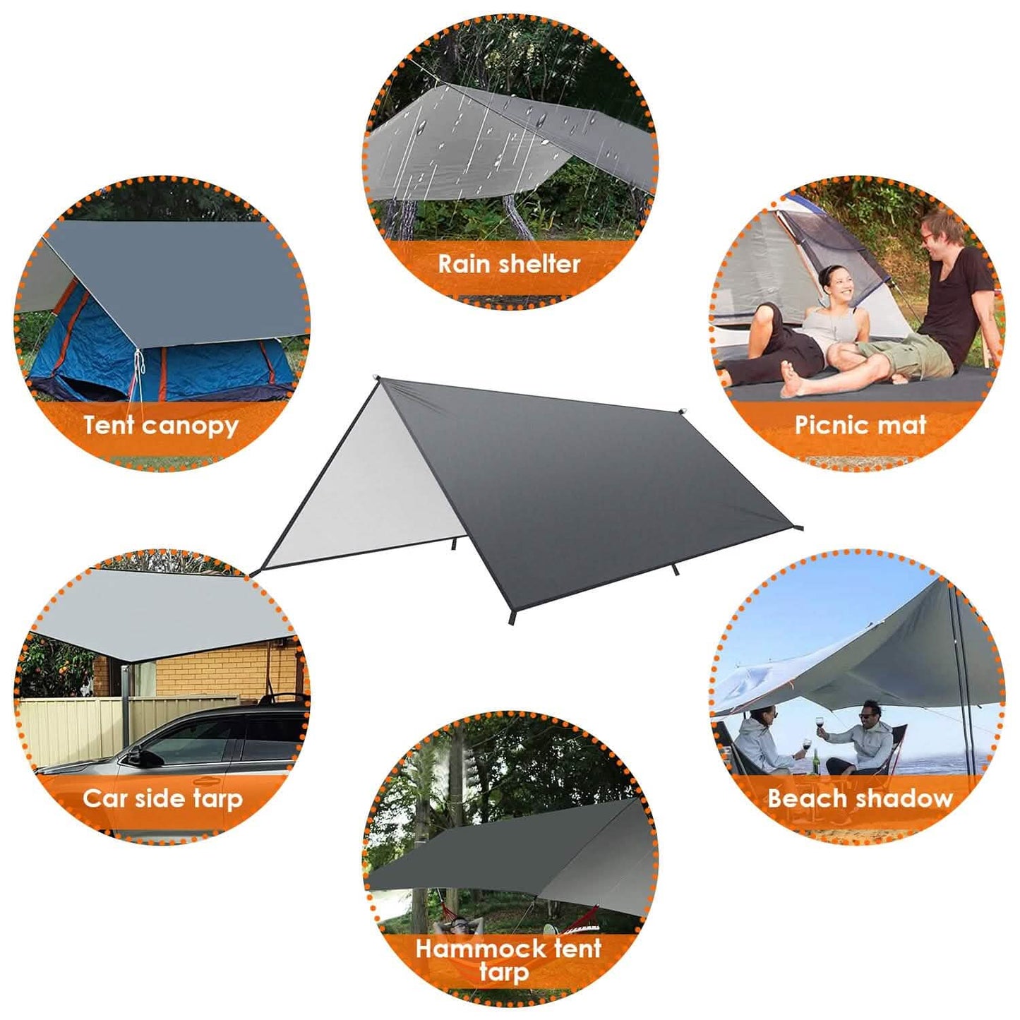 Wasserdichtes Camping-Tarp-Set Zeltüberdachung Markise Tragbares Regendach