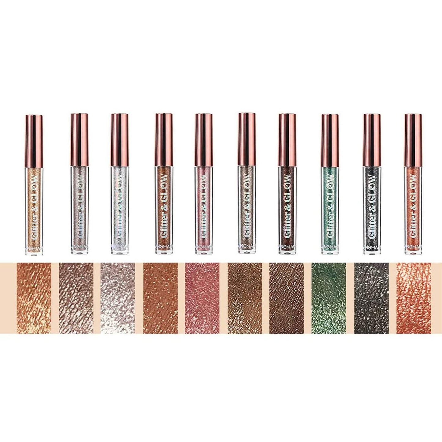 Wasserdichtes flüssiges Lidschatten-Set und Metallic-Glitter