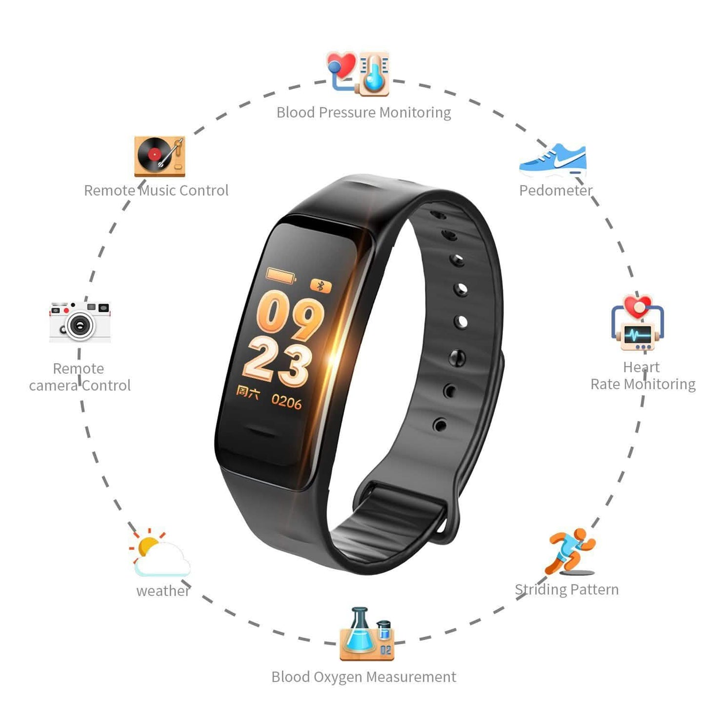 Wasserdichtes lila Smart-Armband Fitness-Tracker Gesundheitsmonitor Herzfrequenz