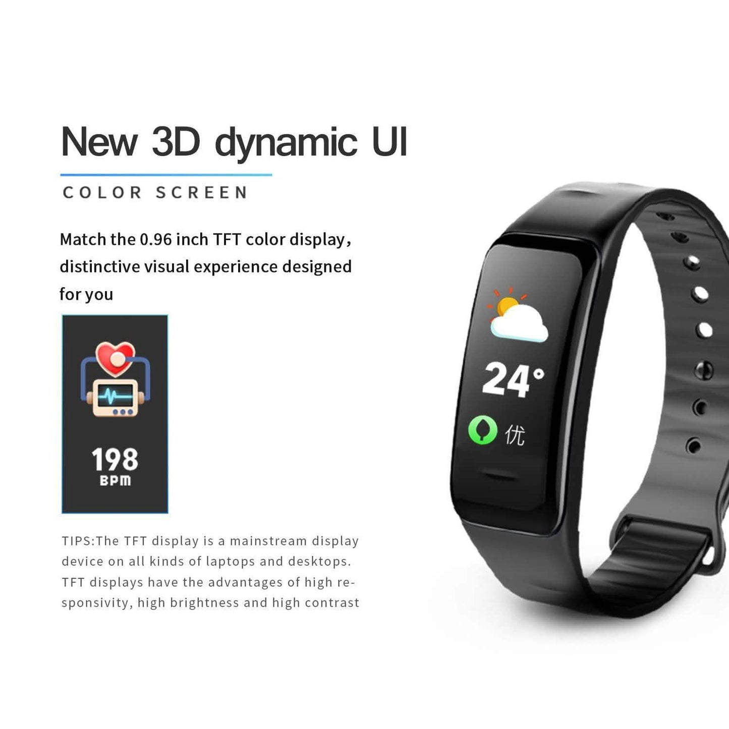 Wasserdichtes lila Smart-Armband Fitness-Tracker Gesundheitsmonitor Herzfrequenz