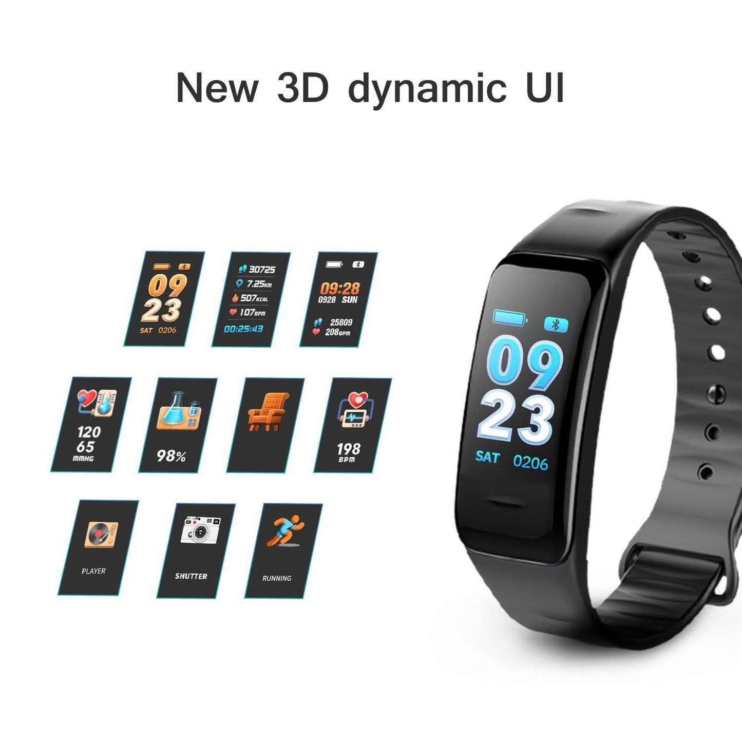 Wasserdichtes lila Smart-Armband Fitness-Tracker Gesundheitsmonitor Herzfrequenz