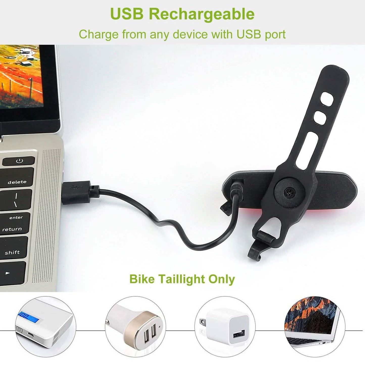 Wasserdichte, USB-wiederaufladbare LED-Fahrradwarnleuchte