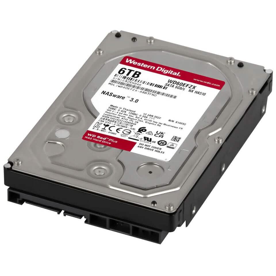 Western Digital Red Plus 6 TB 5.4K 128 MB SATA III 3.5 Zoll WD60EFZX NX HA510 (Generalüberholt)