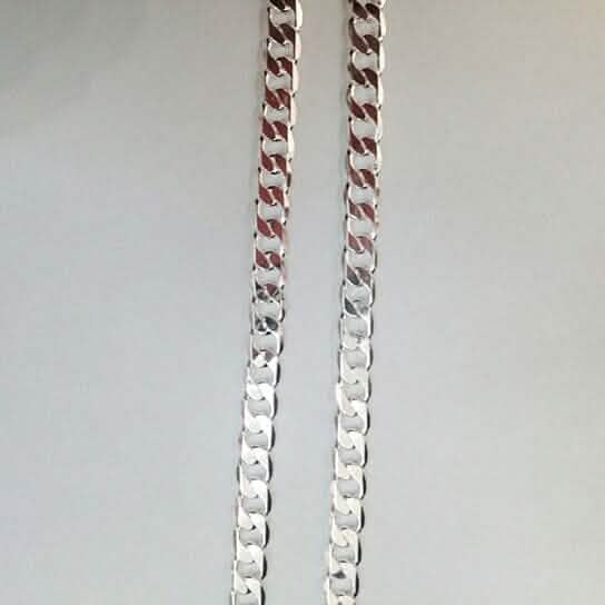 Weiße Unisex Kubanische Gliederkette 60 cm