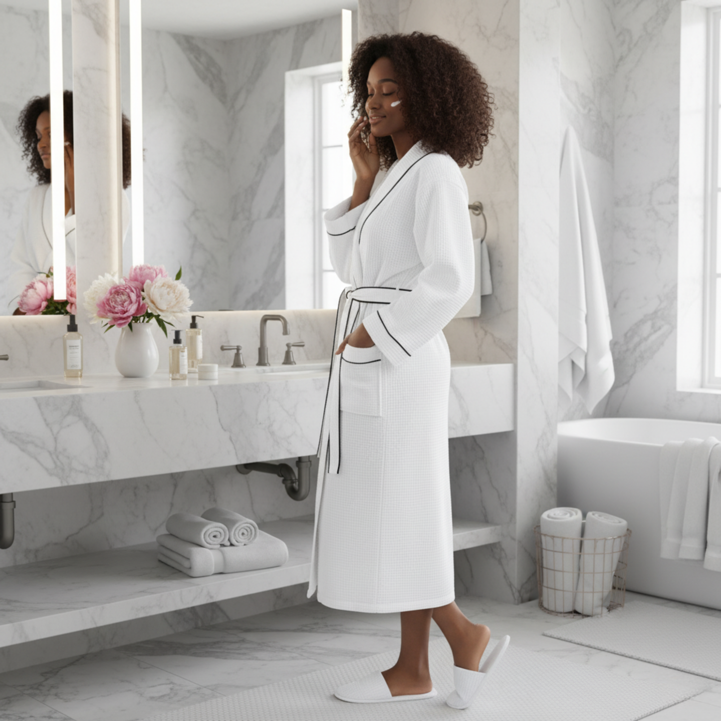 Damen-Waffelpiqué-Bademantel – Leichter Komfort im Spa-Stil
