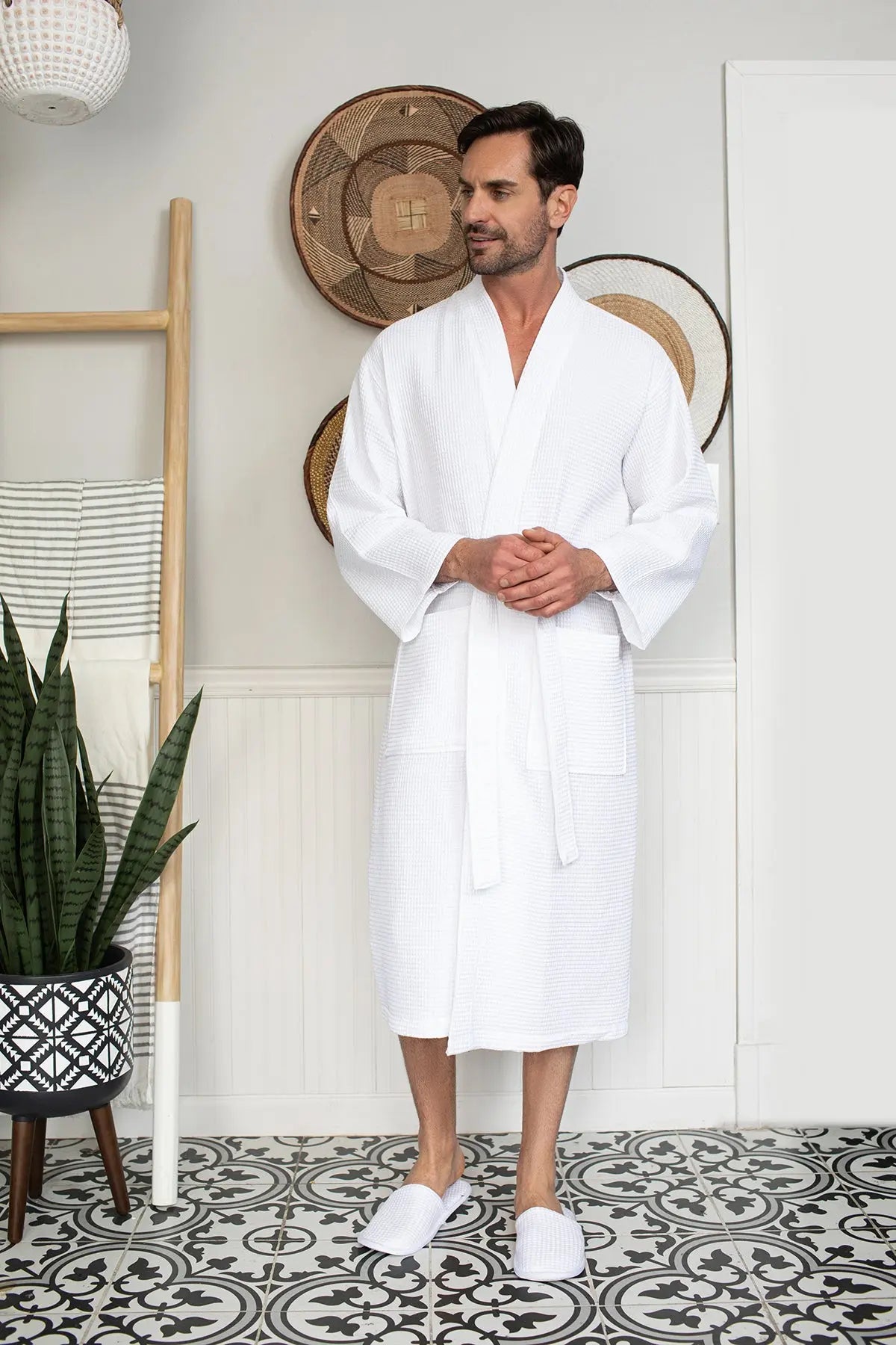 Waffel-Spa-Bademantel für Herren - Saugfähig, leicht