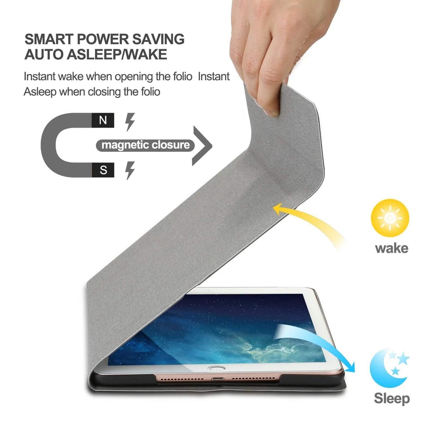 Kabellose Bluetooth-Tastaturhülle mit Tastatur für iPad 9.7" 17/18 A1822, A1823 und A1893