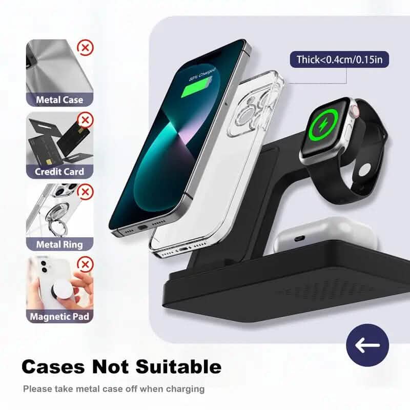Kabellose Ladestation 3-in-1 Standard 15W schnell für Mag-Safe Ladeständer